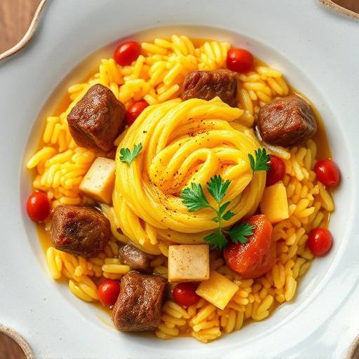 Piatto di risotto allo zafferano con ossobuco